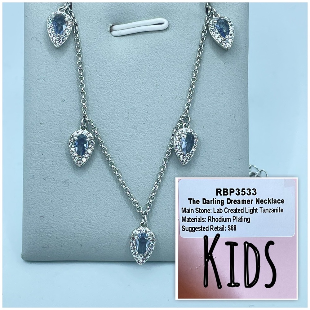 Kids necklace - Tanzanite on rhodium
